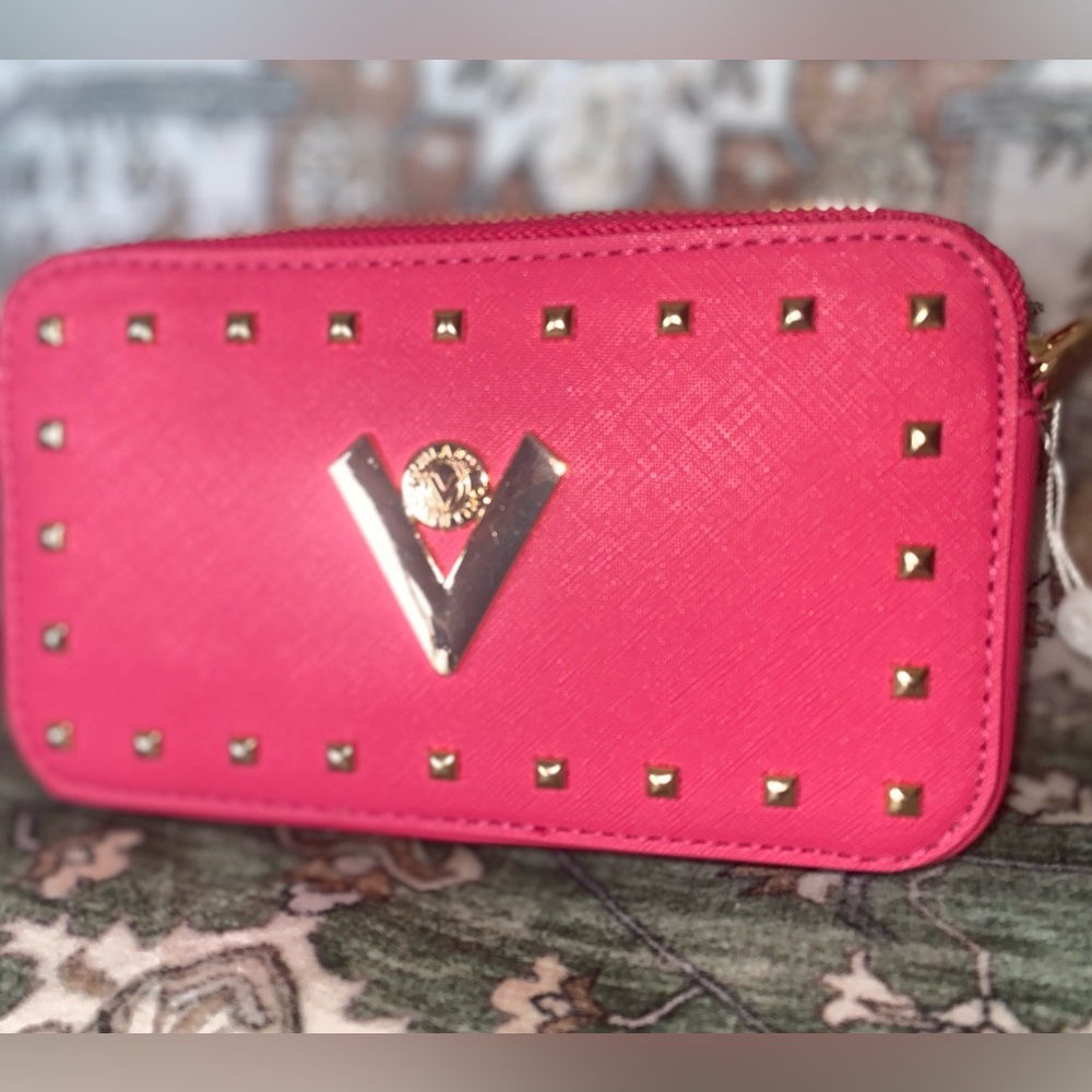 Valentino Orlandi Hot Pink Camera Bag with Gold Studs